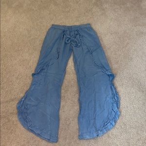 Denim Ruffle Pants